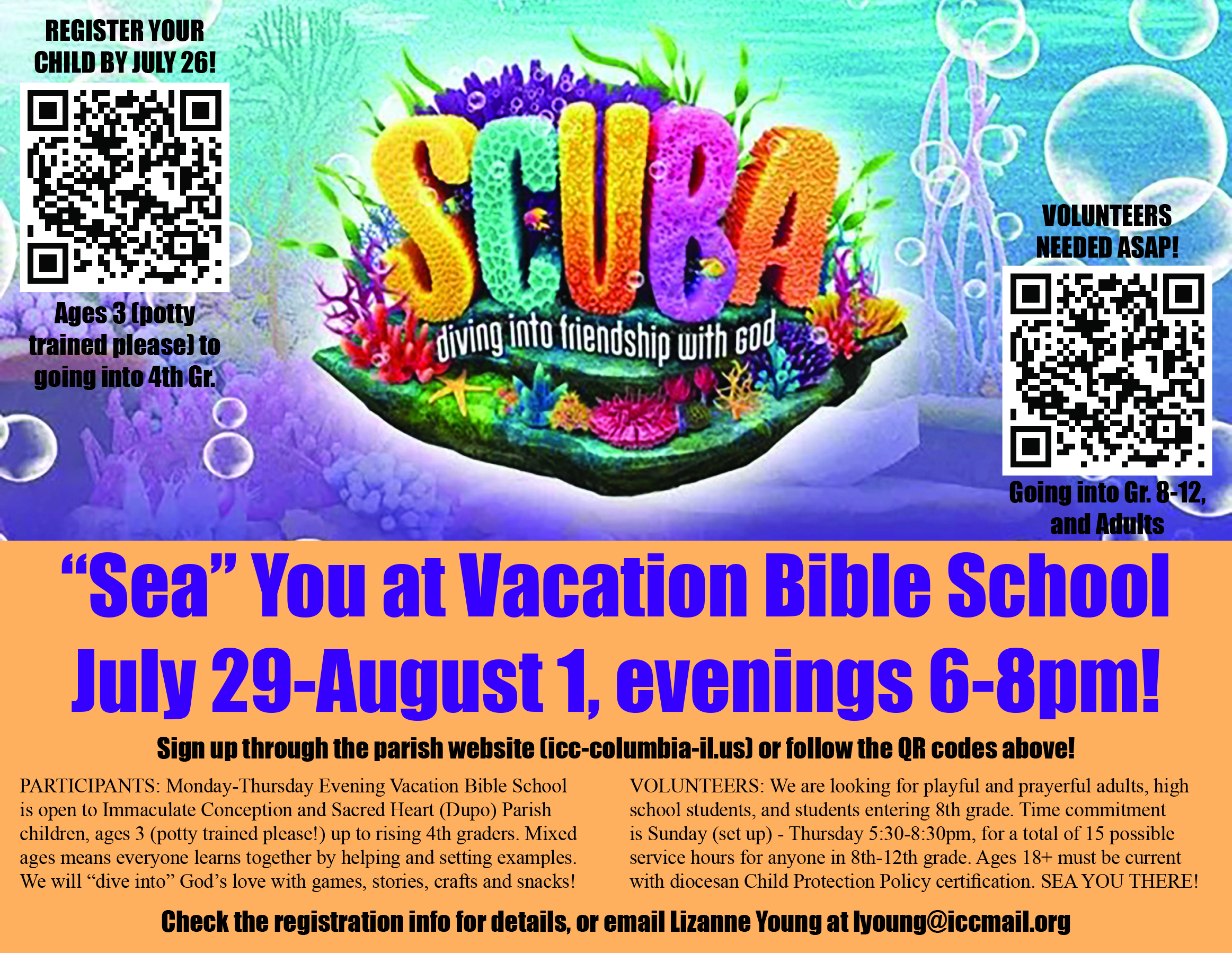 Bulletin Cover VBS Vacation Bible School Scuba 2024